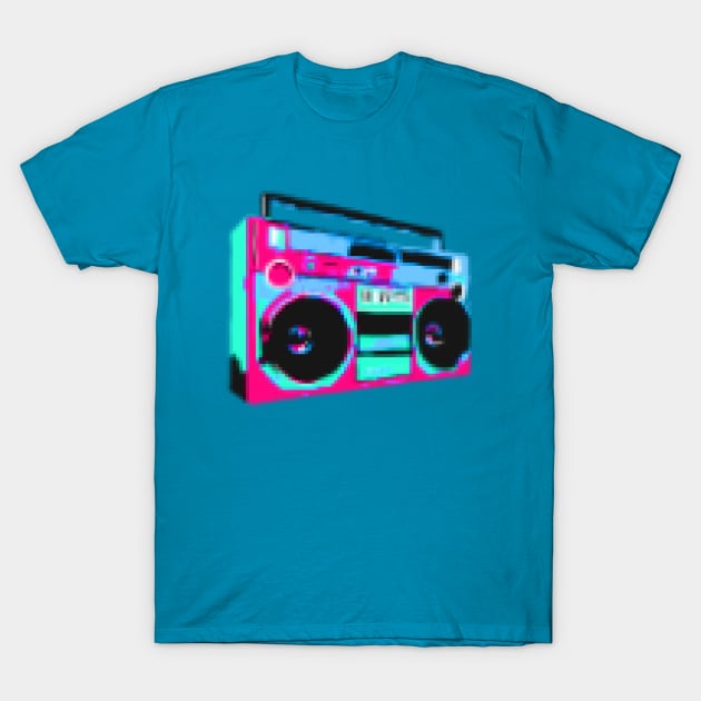 Pixelated Boom Box T-Shirt by ckrickett